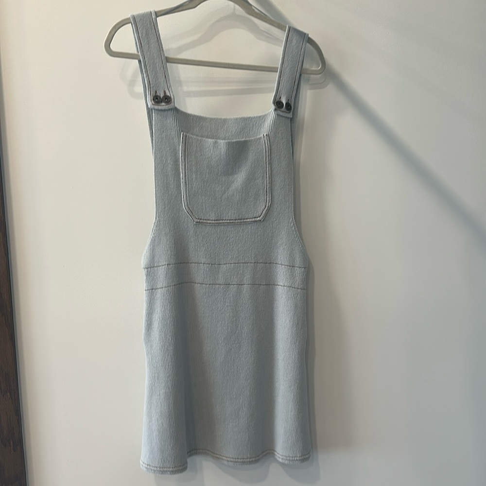 NWT ZARA: Knitted Light blue Cotton Overall dress, Size M